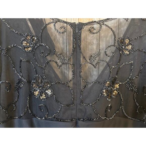 XSCAPE EVENINGS‎ Charcoal Beaded Short Sleeve Ruched Gown Plus Size 22W NWT - Picture 8 of 10